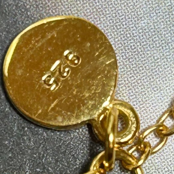 Signed J. Crew 925 Sterling Silver Yellow Gold Vermeil Green Malachite Necklace - Picture 8 of 8